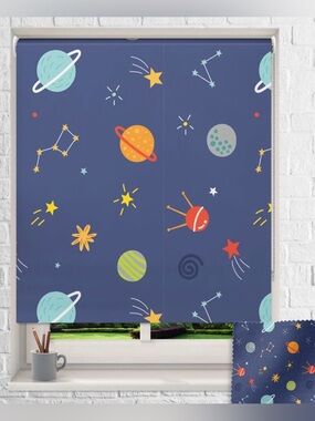 Corona Home Kids Space Theme Roller Shade Blinds 37" x 60" — Brand New!
